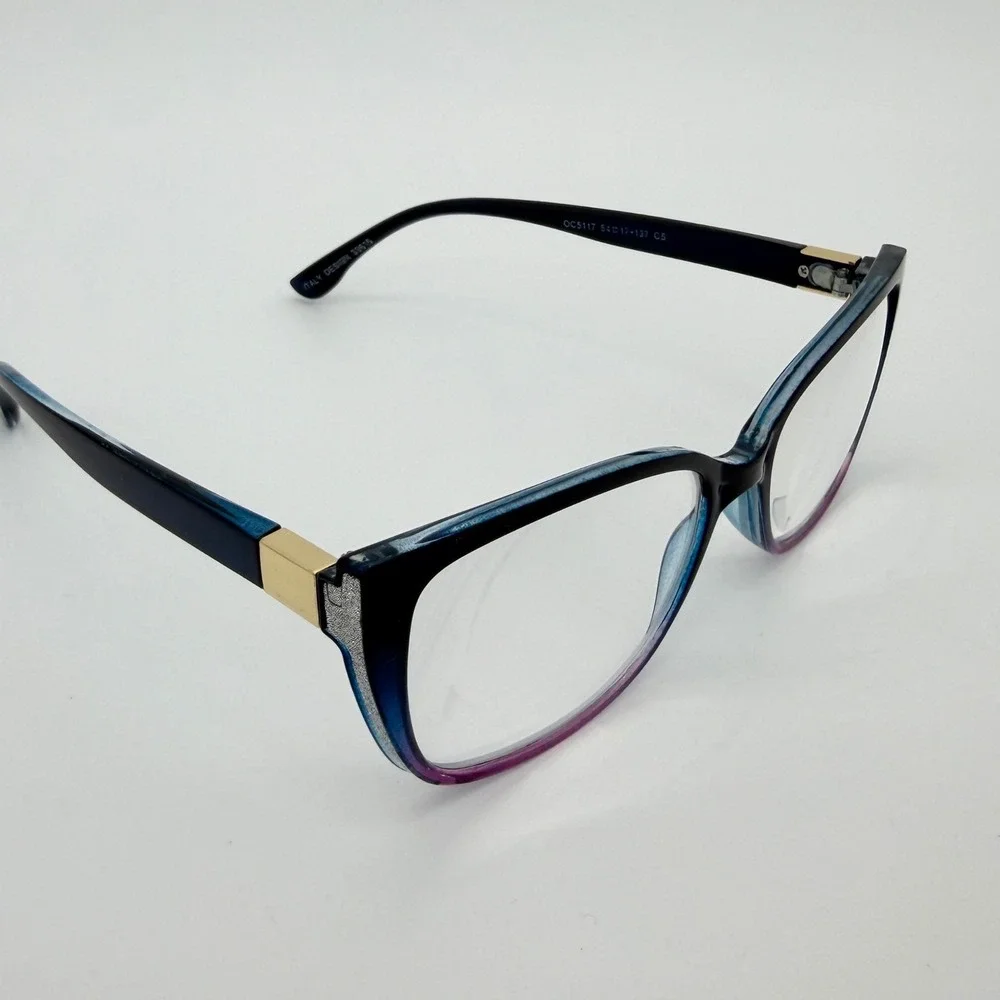 OCCI CHIARI Italy Design OC5117 Eyeglass Frames Blue Purple Glitter Temple 54-17
